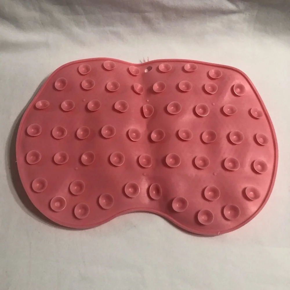 Shower back and Foot Scrub mat with non slip suction cup pink.